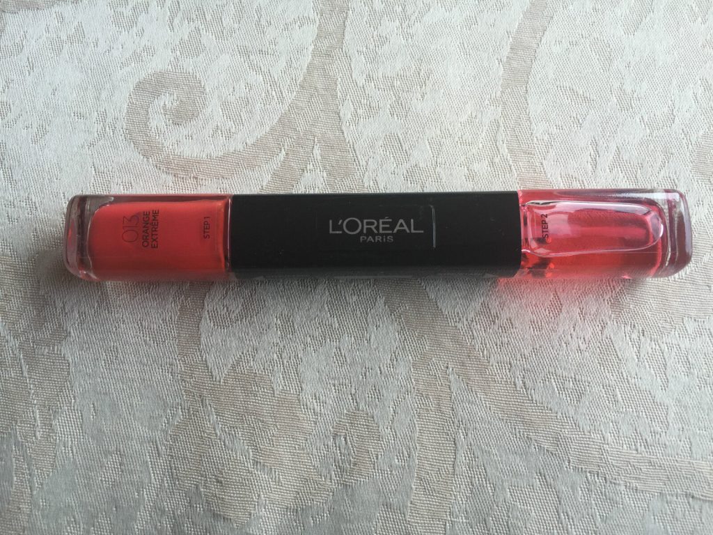 L'OREAL PARIS 013 ORANGE EXTREME. NAIL POLISH STEP1 AND STEP 2