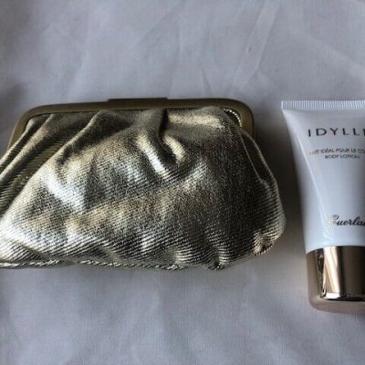 GUERLAIN GOLD PURSE WITH 30ML IDYLLE BODY LOTION