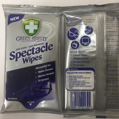 Green Shield Anti Static Non Smearing Spectacle Glasses Wipes TWIN Pack of 40