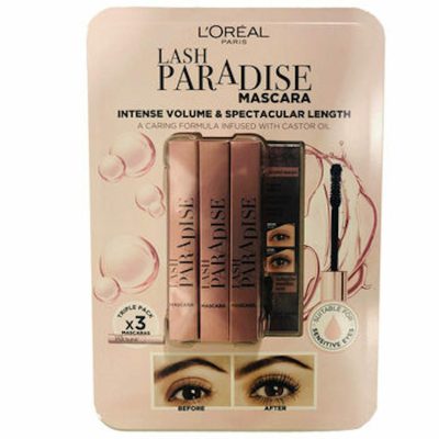 L'Oreal Lash Paradise Black Mascara Upgraded Pack. 3 x 6.4ml sensitive eyes