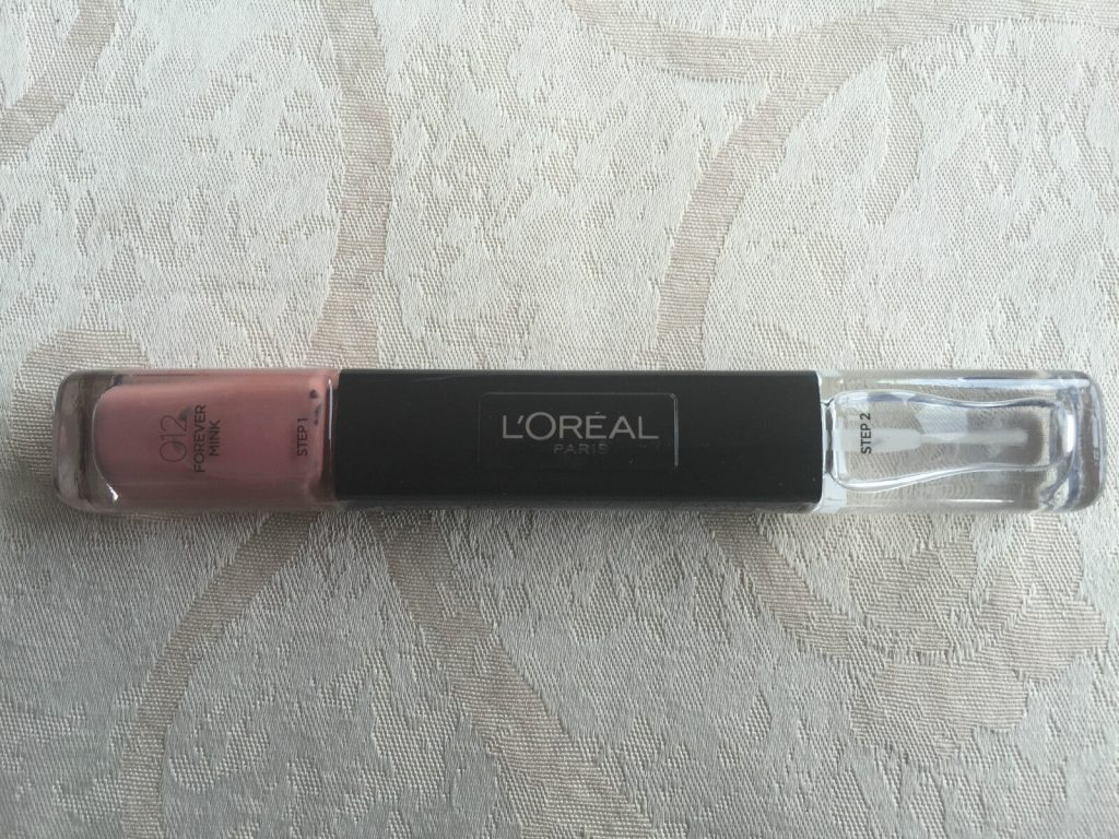 L'OREAL PARIS 012 FOREVER MINK AND WHITE. NAIL POLISH STEP1 AND STEP 2