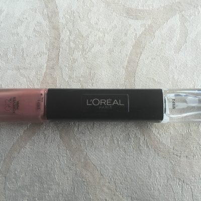 L'OREAL PARIS 012 FOREVER MINK AND WHITE. NAIL POLISH STEP1 AND STEP 2