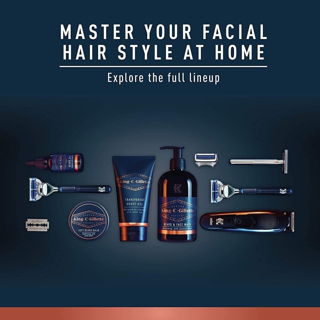 King C. Gillette Beard Grooming Kit for Men, Edging Razor + 3 Razor Blade Refill