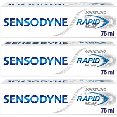 3 X Sensodyne Rapid Relief Toothpaste 75ml Sensitive Whitening Long Lasting