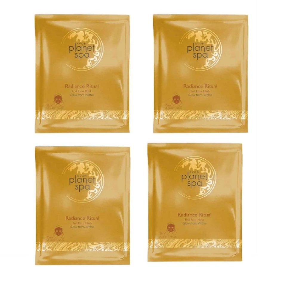 Pack of 4 Planet Spa Heavenly Radiance Ritual Foil Face Mask one use masks by Avon