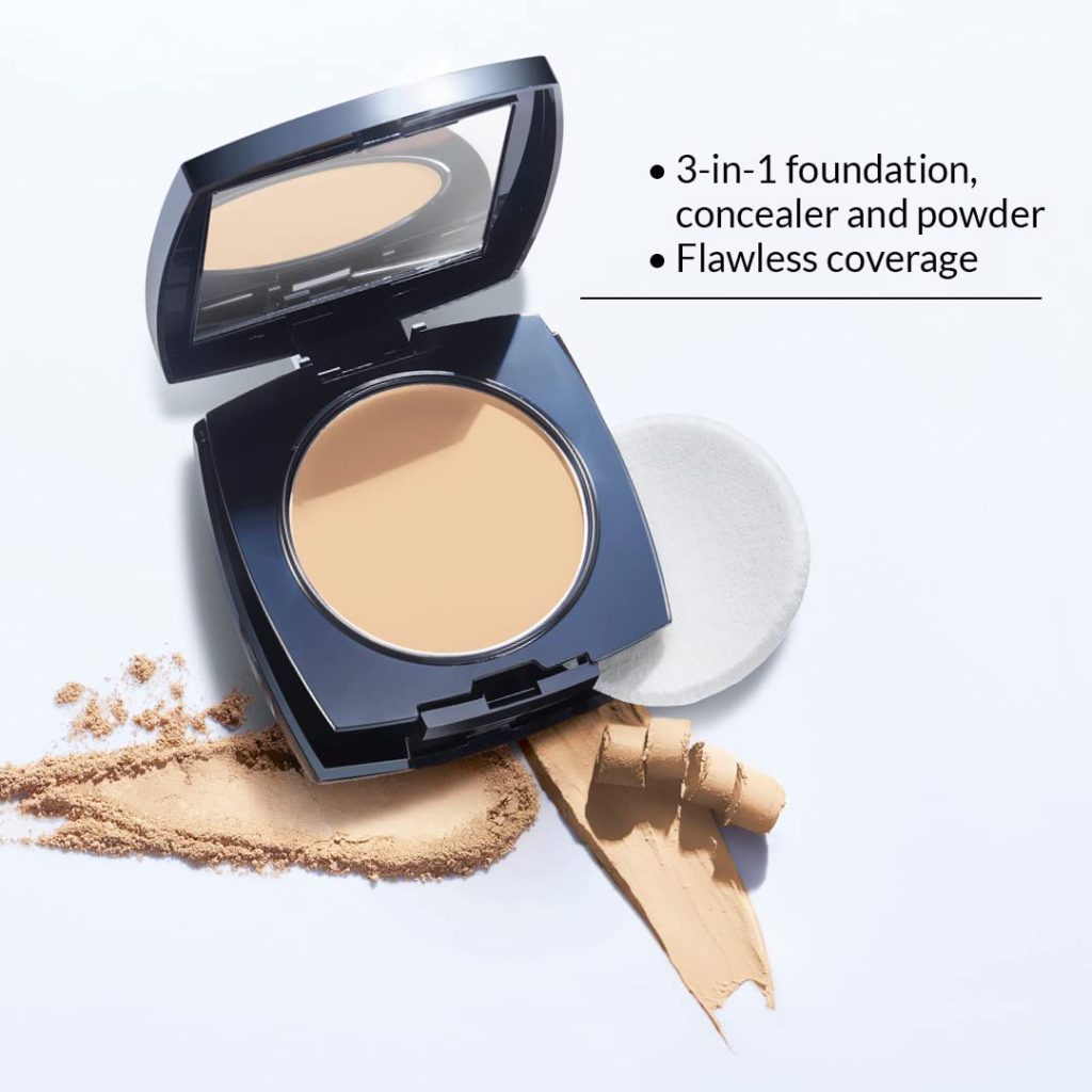 Avon True Flawless Cream To Powder Compact 3-in-1 Concealer, Foundation & Powder - True Blue IQ Colour Technology