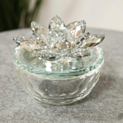 Hestia� Clear Cut Crystal Flower Trinket Pot