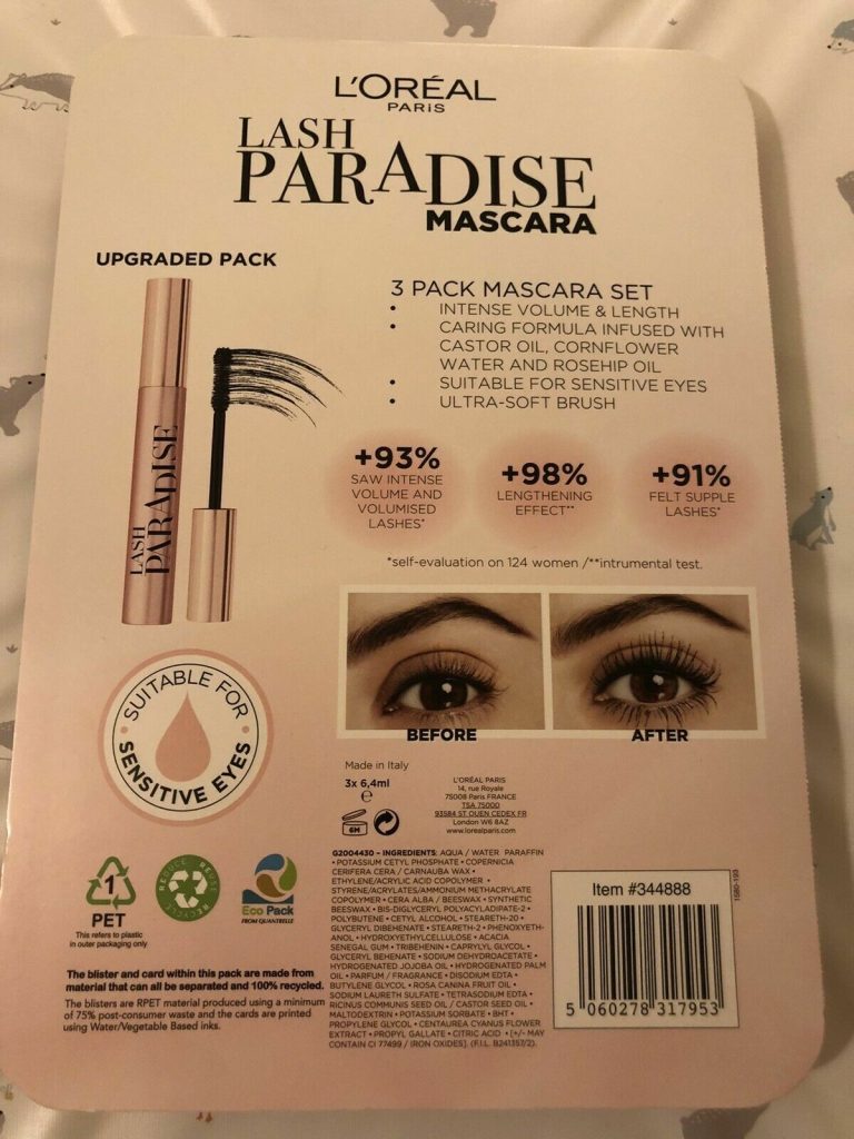 L'Oreal Lash Paradise Black Mascara Upgraded Pack. 3 x 6.4ml