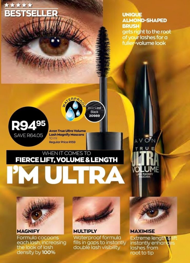 GENUINE AVON TRUE ULTRA VOLUME LASH MAGNIFY MASCARA UK MAKEUP (BLACKEST BLACK)